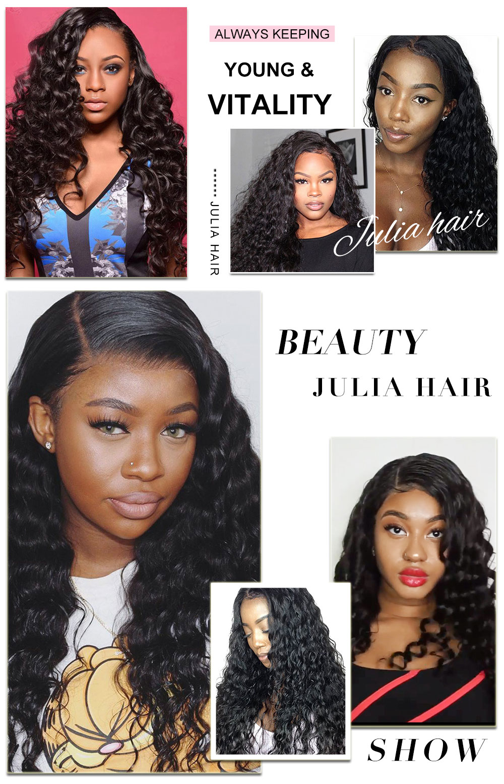 Julia 3 Bundles Loose Deep Human Hair With Lace Frontal Best Human Hair Extension Loose Deep Hair