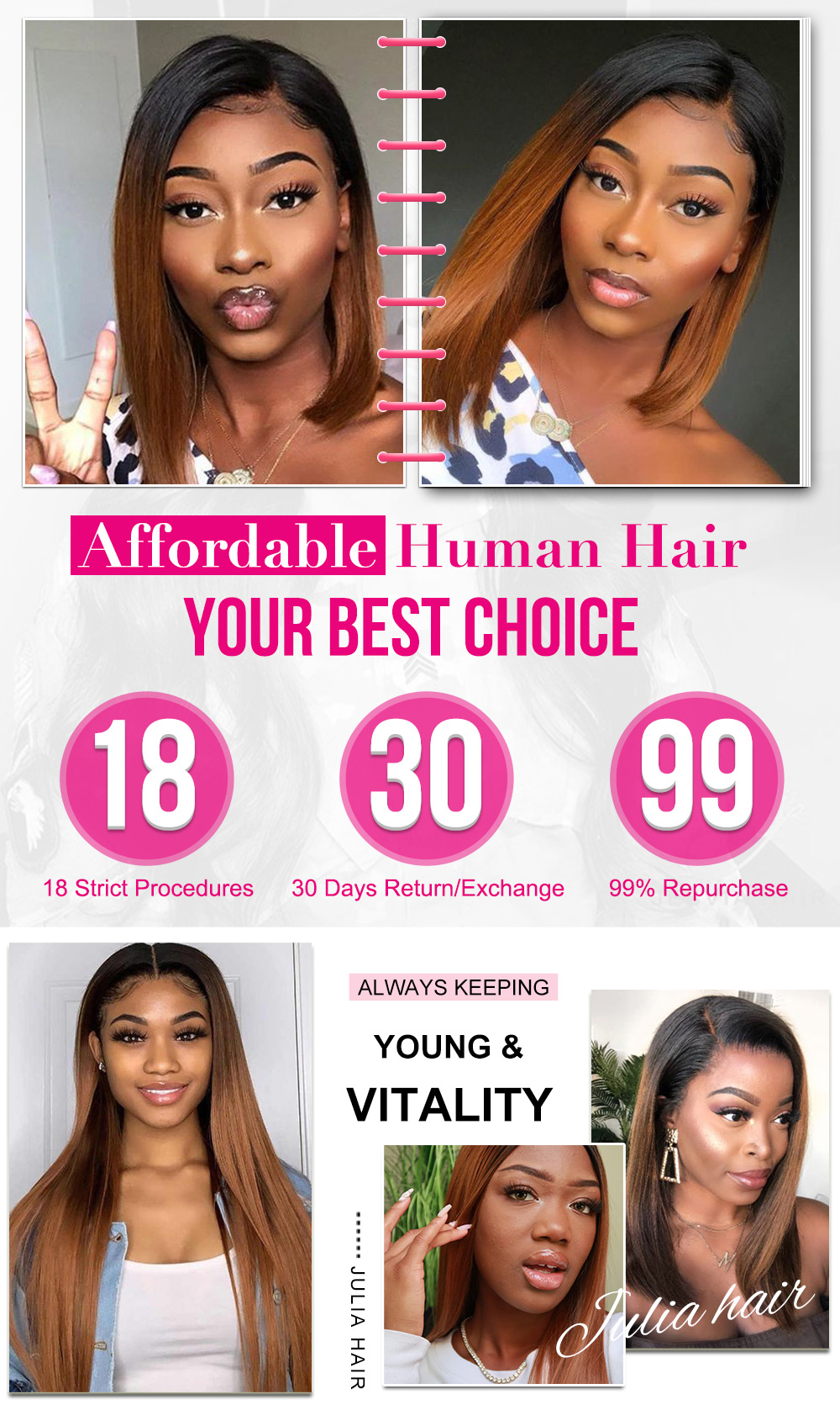 Julia Hair #FB30 3 Bundles Deals Best Ombre Straight Hair Weave Human Weave For Sale