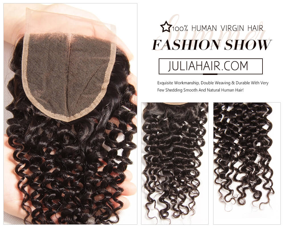 Julia Hair Virgin Jerry Curly Malaysian Hair Weave 3 Bundles with Lace Closure 100% Human Virgin Hair Unprocessed