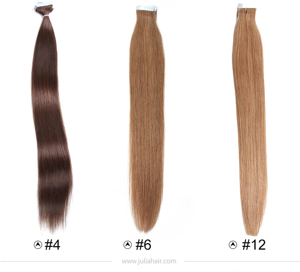 Julia Colorful Brazilian Straight PU Tape Human Hair Extensions Julia