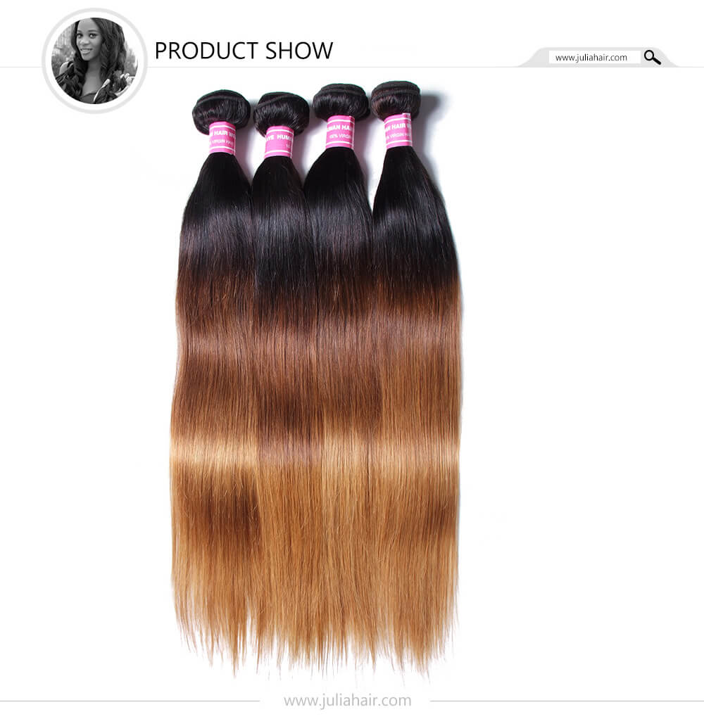 Julia 3pcs Lot Three Tone Best Ombre Straight Hair Human Weave For