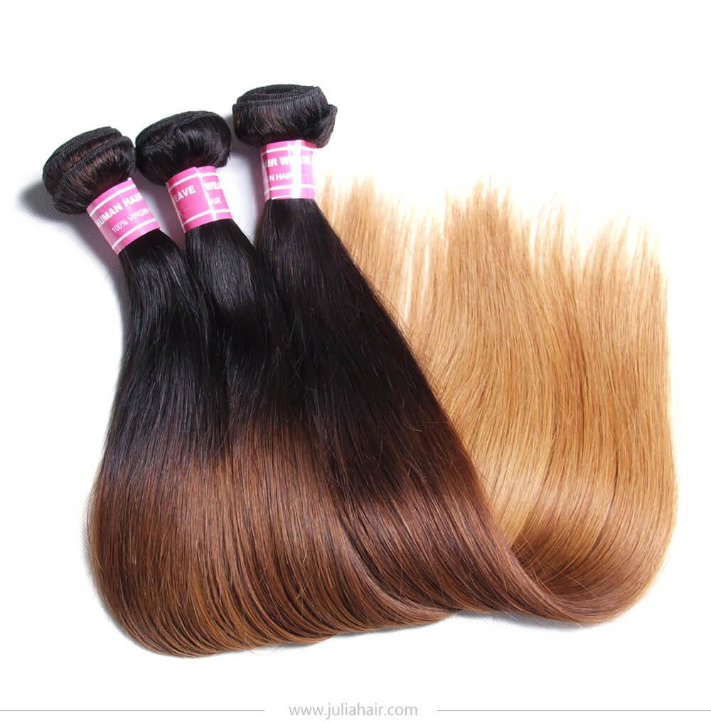 Julia 3pcs Lot Three Tone Best Ombre Straight Hair Human Weave For