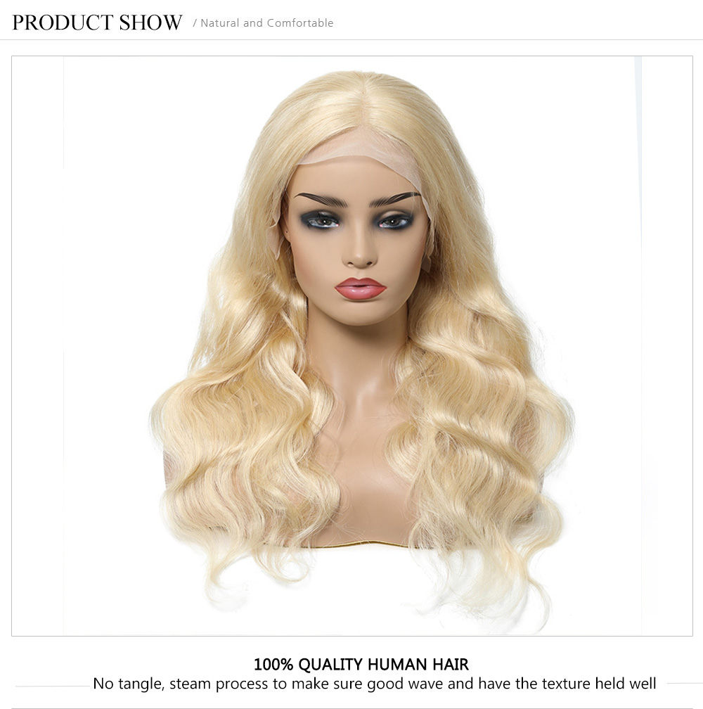 Julia Hair 613 Honey Blonde Color Body Wave Transparent Lace Front Wigs Pre Plucked Water Wave / Curly Wigs For Women