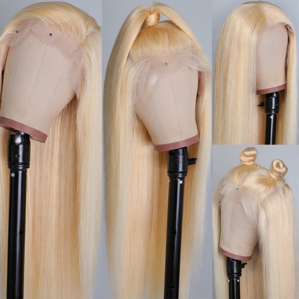 Julia Hair Transparent 13x4 Lace Frontal Blonde Straight Human Hair Wigs Pre Plucked 10A Virgin Human Hair Wig With Baby Hair