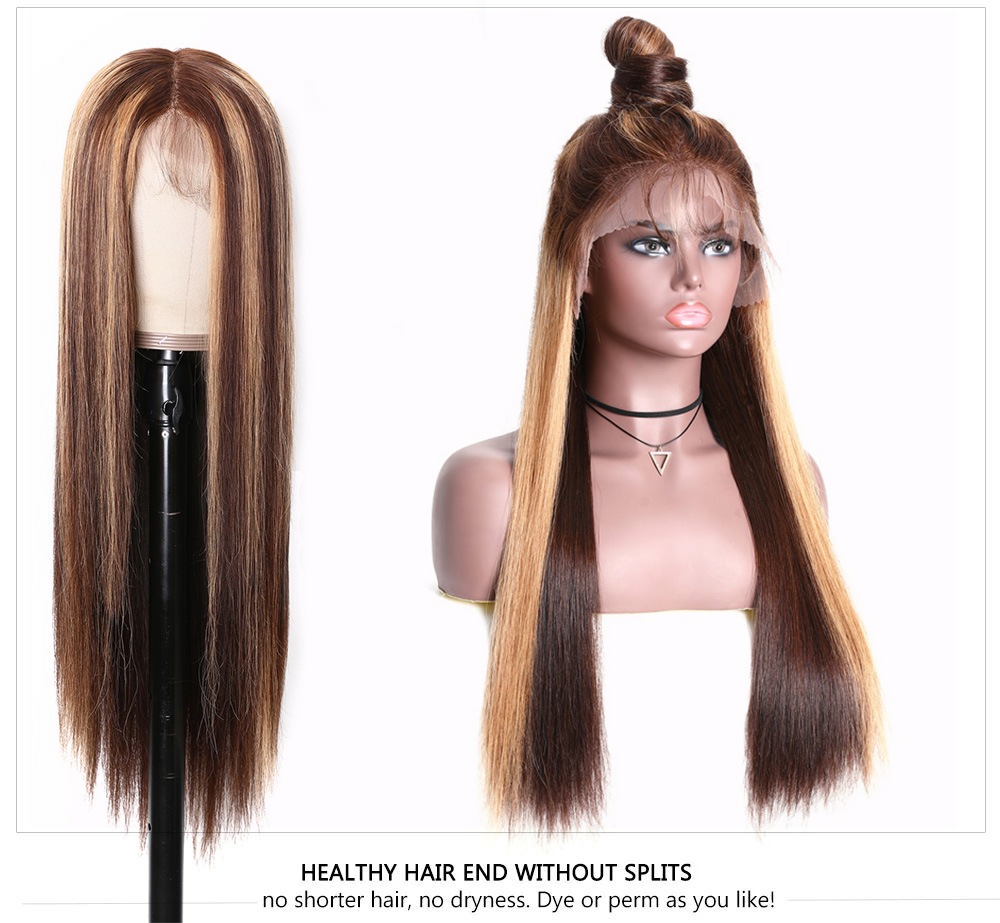 Julia Highlight Ombre Color Straight 13x4 Lace Wigs Invisible Pre