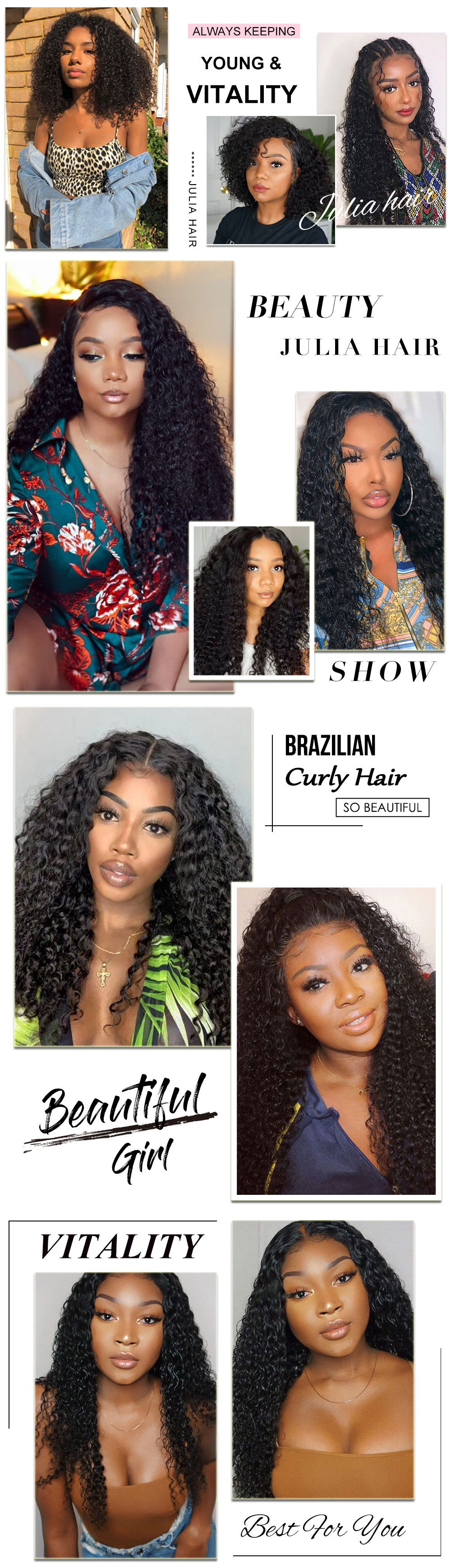 Julia 13x4 Curly Lace Front Brazilian Human Hair Wigs 150% Density Pre Plucked Best Brazilian Curly Hair Wigs
