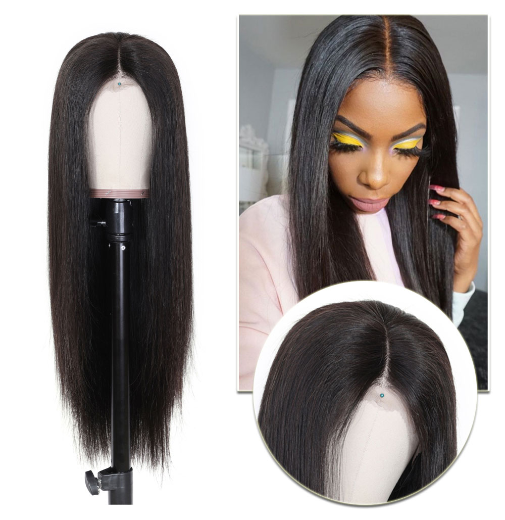 Julia 150% Density Straight Human Hair Wig With Pre Plucked Hairline 13x4 Transparent Lace Frontal Wig