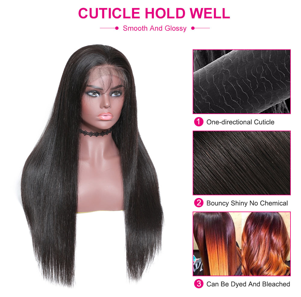 Julia 150% Density Straight Human Hair Wig With Pre Plucked Hairline 13x4 Transparent Lace Frontal Wig