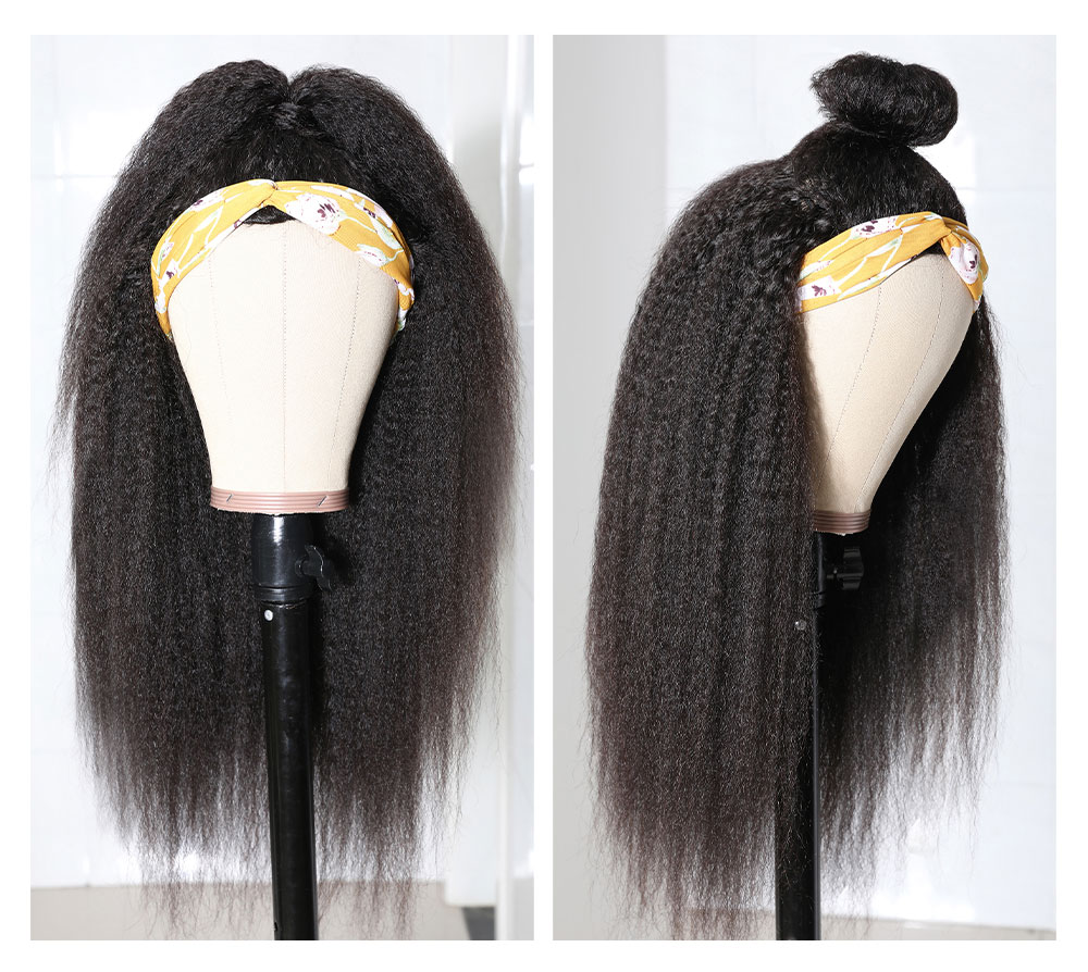 16 Inch Highlight Straight Headband Wigs Gluless Human Hair Wigs For Free