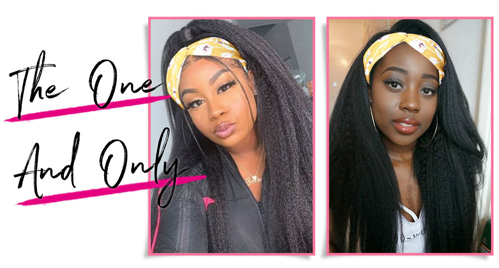 16 Inch Highlight Straight Headband Wigs Gluless Human Hair Wigs For Free