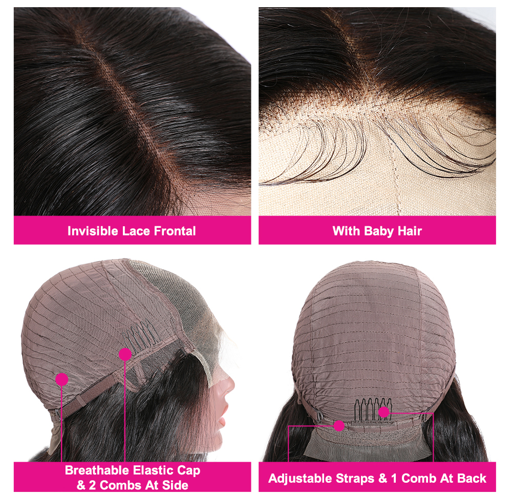 Julia Hair 13x4 Undetectable HD Lace Frontal Body Wave Glueless Wigs Pre Plucked Hair Hairline 100% Human Hair Wig