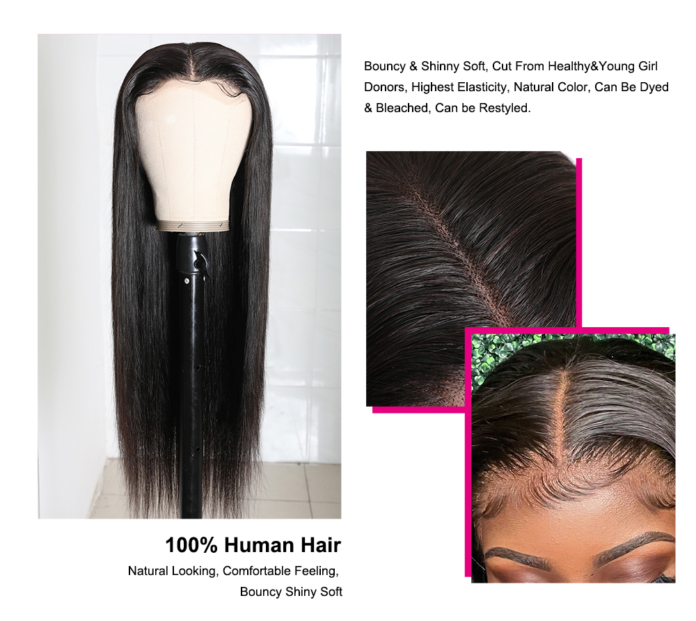 Julia Hair 5x5 HD Lace Glueless Wigs 180%Density Undetectable Lace Wigs Pre Plucked Lace Closure Straight Wave Human Hair Wigs