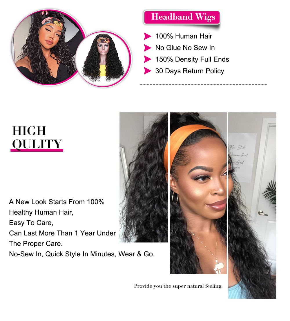 Julia Hair YTBer Same Headband Wigs Water Wave Best Brazilian Human Hair Wigs For Women