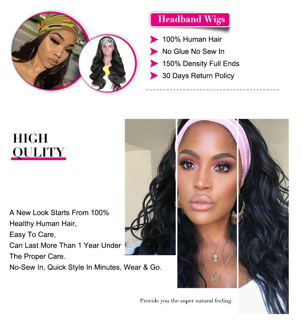 Julia Hair Body Wave Headband Wigs Glueless Brazilian Human Hair Wigs With Headbands None Lace Wigs