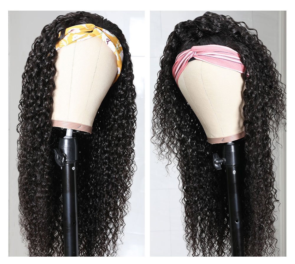 Julia Hair Quality Curly Hair Headband Wigs 100% Human Hair Brazilian Wigs Glueless Natural Color