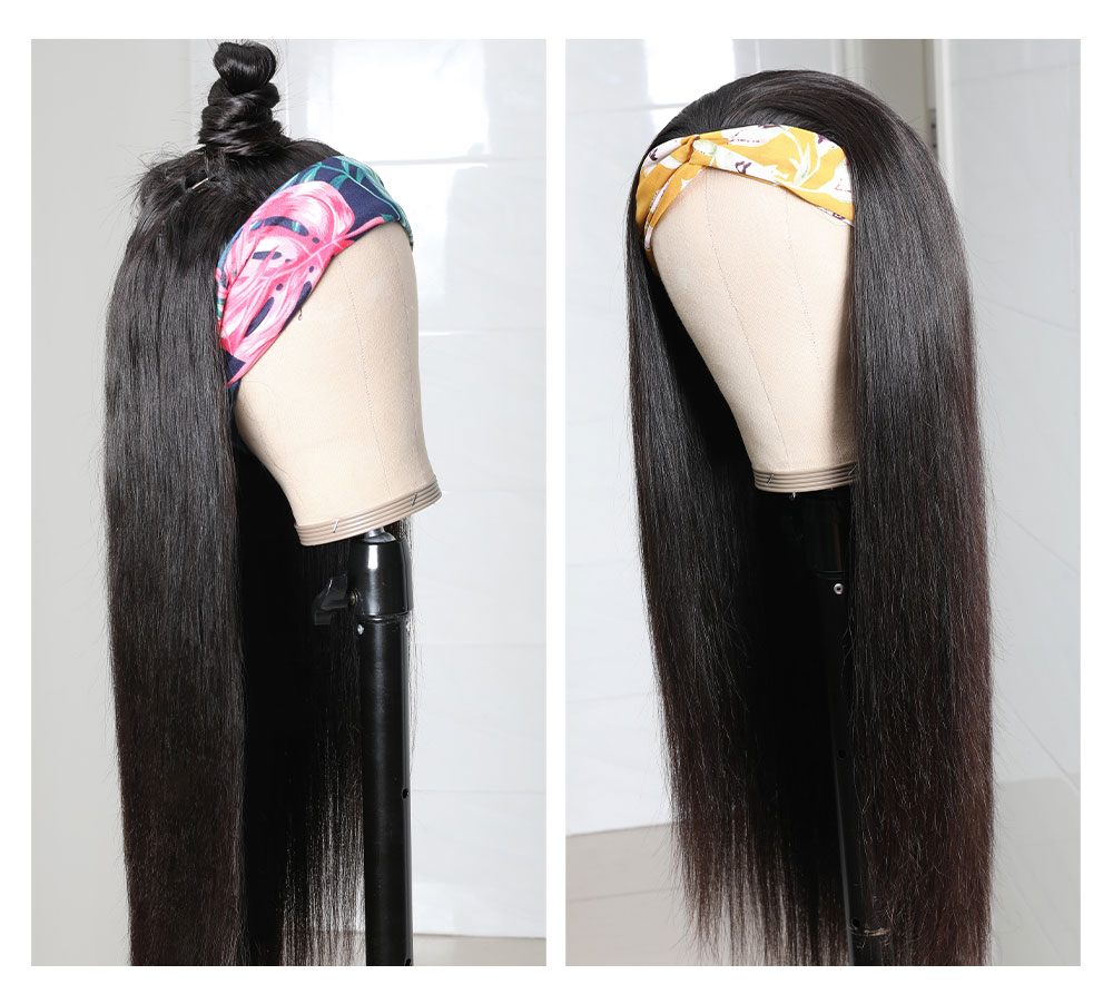 Julia Hair Headband Wigs Glueless Straight Human Hair Wigs Best Half Wigs With Headbands Natural Color