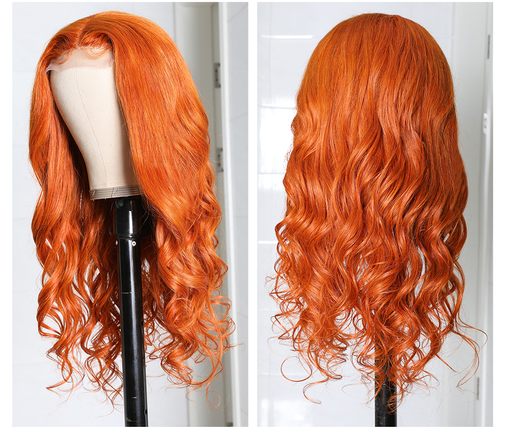 Julia 0 Off Orange Color Wigs Lace Part Ginger Color Pre Plucked Body Wave Wigs For Women Flash Sale
