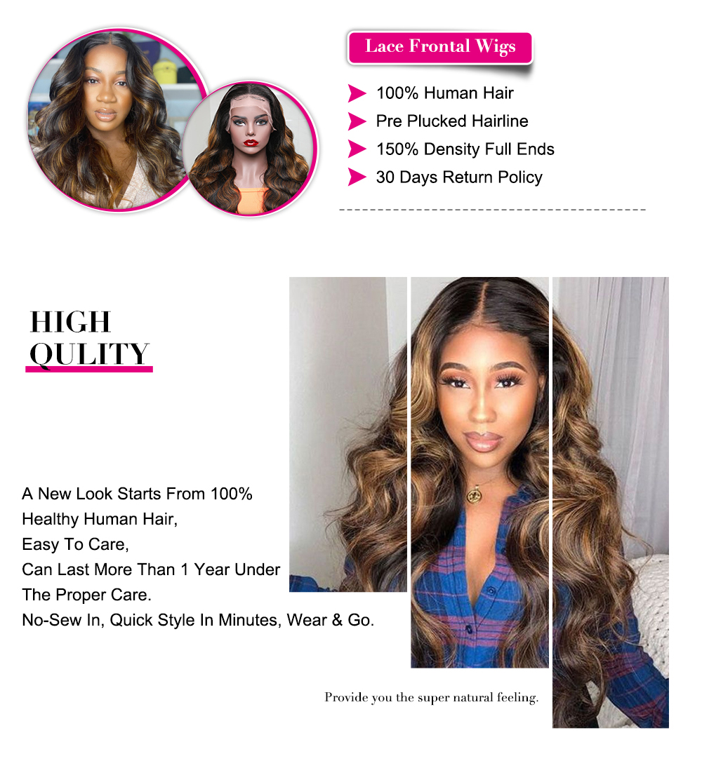 Julia Hair Affordable 13X5X1 T Part Wig Balayage Highlights Body Wave 13X4 Lace Front Wig 150% Density Transparent Lace Human Hair Wigs