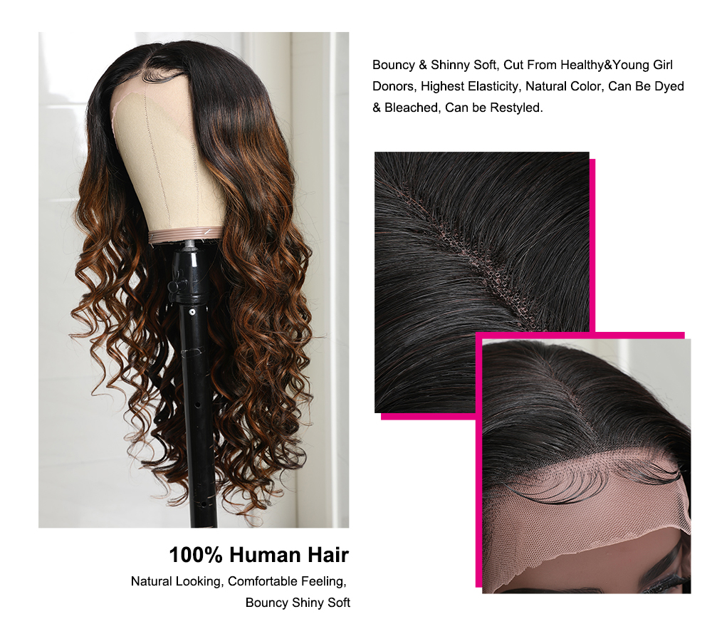 Julia Hair Affordable 13X5X1 T Part Wig Balayage Highlights Body Wave 13X4 Lace Front Wig 150% Density Transparent Lace Human Hair Wigs