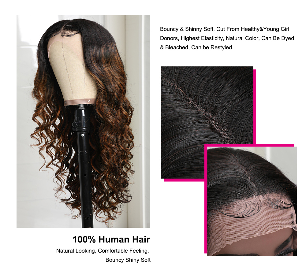 Julia Body Wave Brown Balayage Highlight FB30 13*5*0.75 T Part Human Hair Wigs 150% Density Body Wave Wig With Baby Hair Flash Sale
