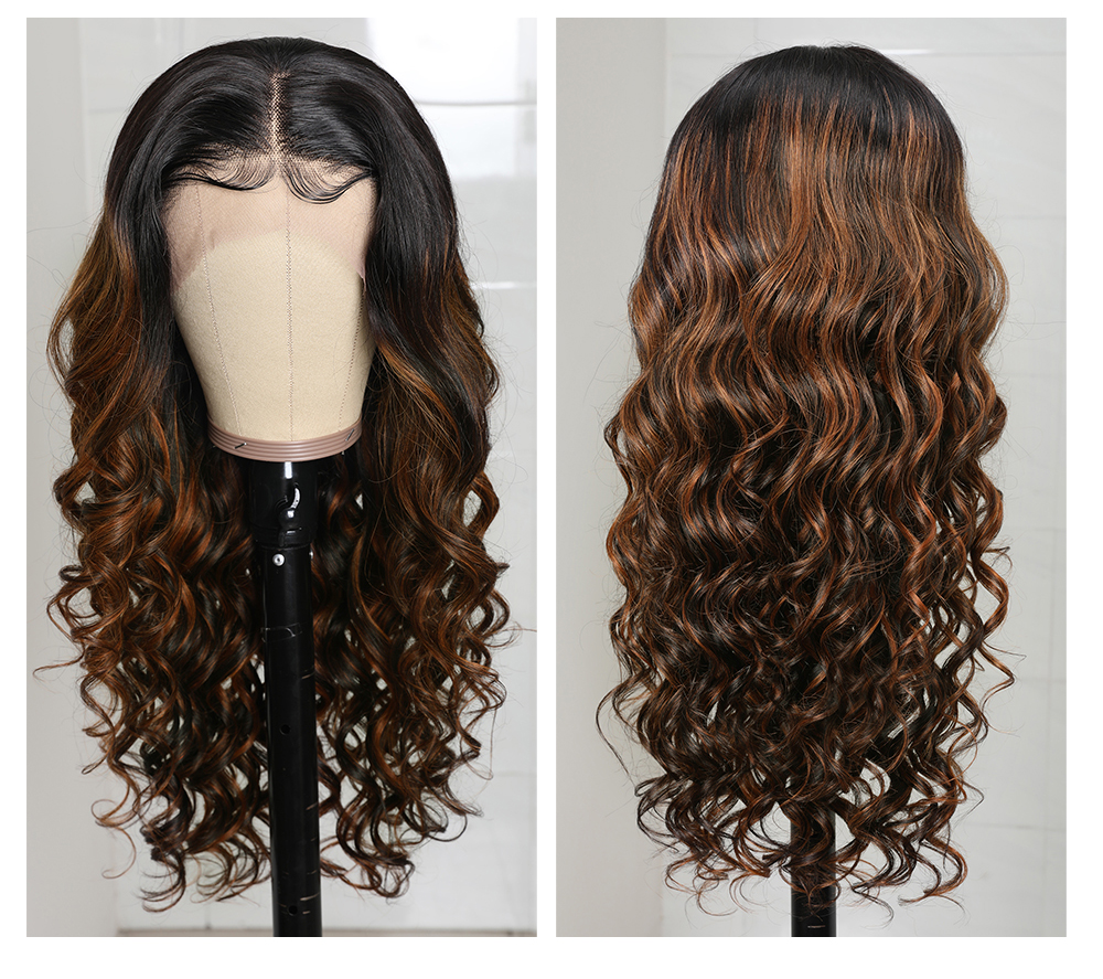 Julia Body Wave Brown Balayage Highlight FB30 13*5*0.75 T Part Human Hair Wigs 150% Density Body Wave Wig With Baby Hair Flash Sale