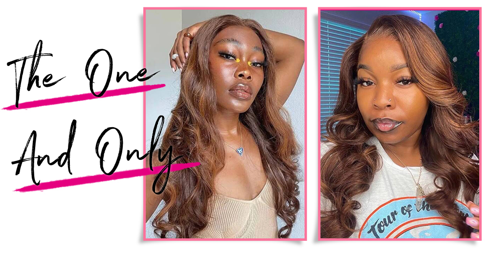 Julia Hair Ginger Auburn Brown Color 13x4 Transparent Lace Front Big Voluminous Curls Loose Wave Highlight Wigs 180% Density