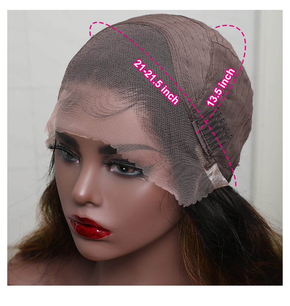 Balayage Highlight 18 Inch Body Wave Brown 13X5 Lace Part Human Hair Wig With Baby Hair