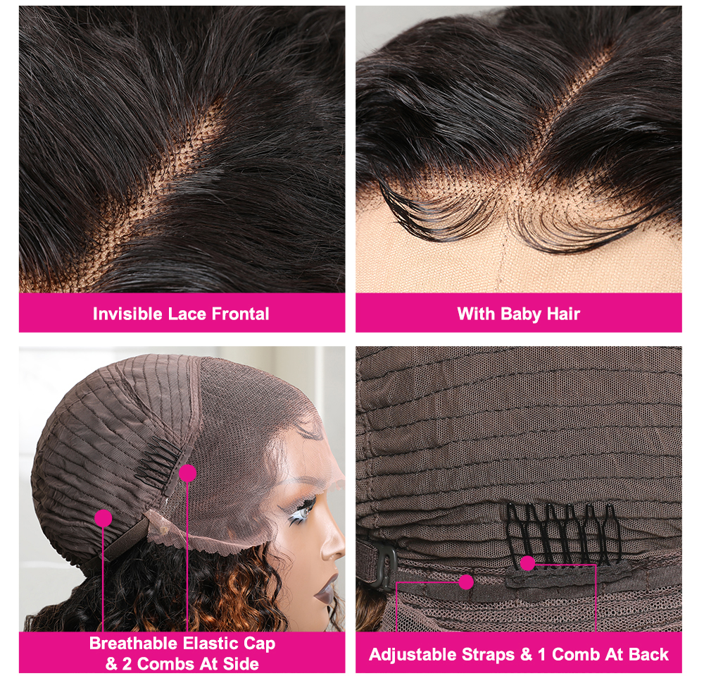 Julia Hair 13x4 Lace Frontal Dark Brown Balayage Highlights Curly Wig