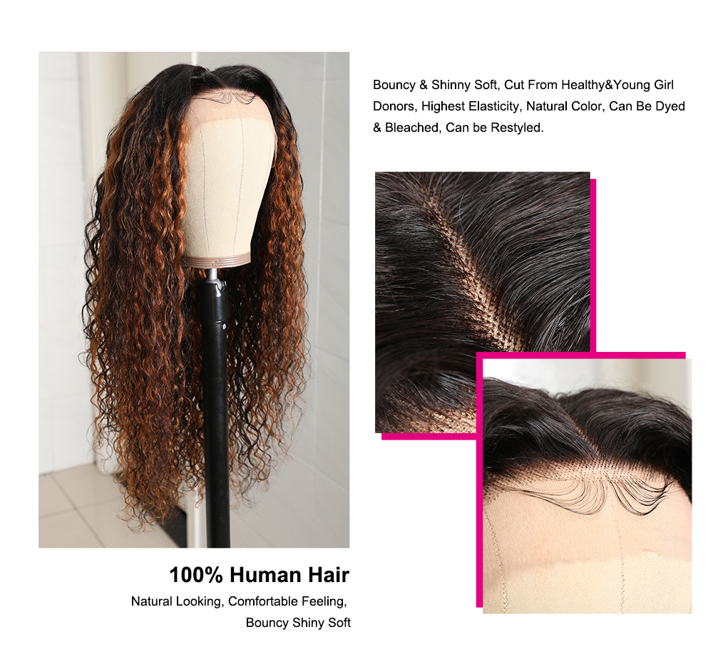 Julia Hair 13x4 Lace Frontal Water Wave Balayage Highlight 150% Density Dark Roots Lace Front Human Hair Wig Flash Sale