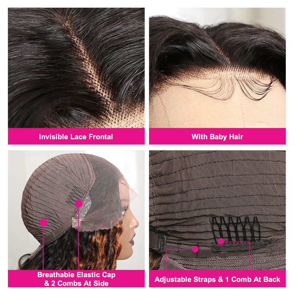 Julia Hair 13x4 Lace Frontal Water Wave Balayage Highlight 150% Density Dark Roots Lace Front Human Hair Wig Flash Sale