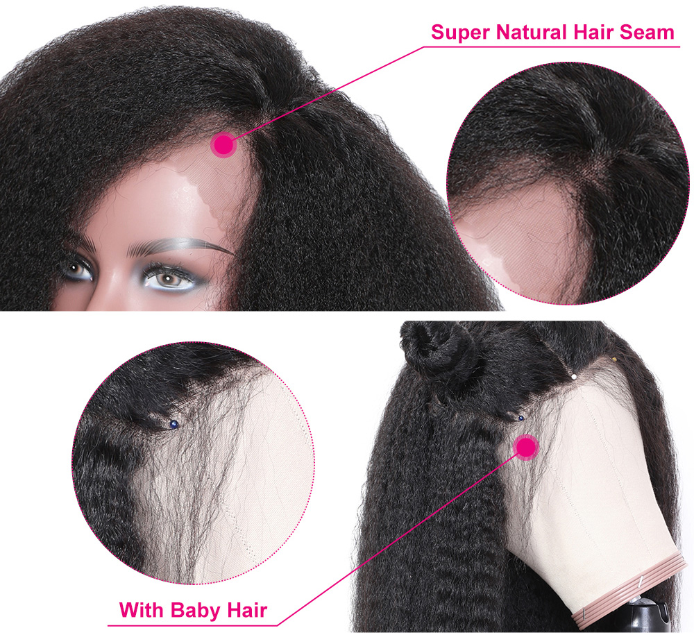 Julia Hair Kinky Straight Brazilian Lace Front Human Hair Wigs With Baby Hair 0 Off