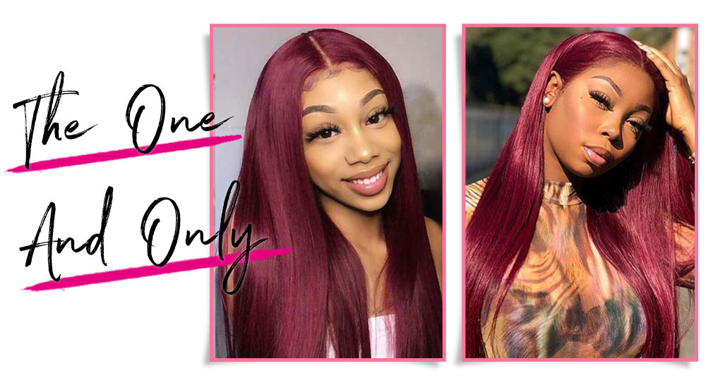 Julia Hair Colored 99J Burgundy Wigs 4*0.75 Lace Part Pre Plucked Straight Wig 13x4 Lace Frontal Transparent Lace Human Hair Glueless Red Wine Wigs