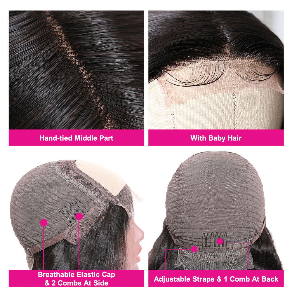 Julia Fake Scalp Body Wave Wigs Brazilian Human Hair Wigs Pre Plucked 150% Density Middle Part