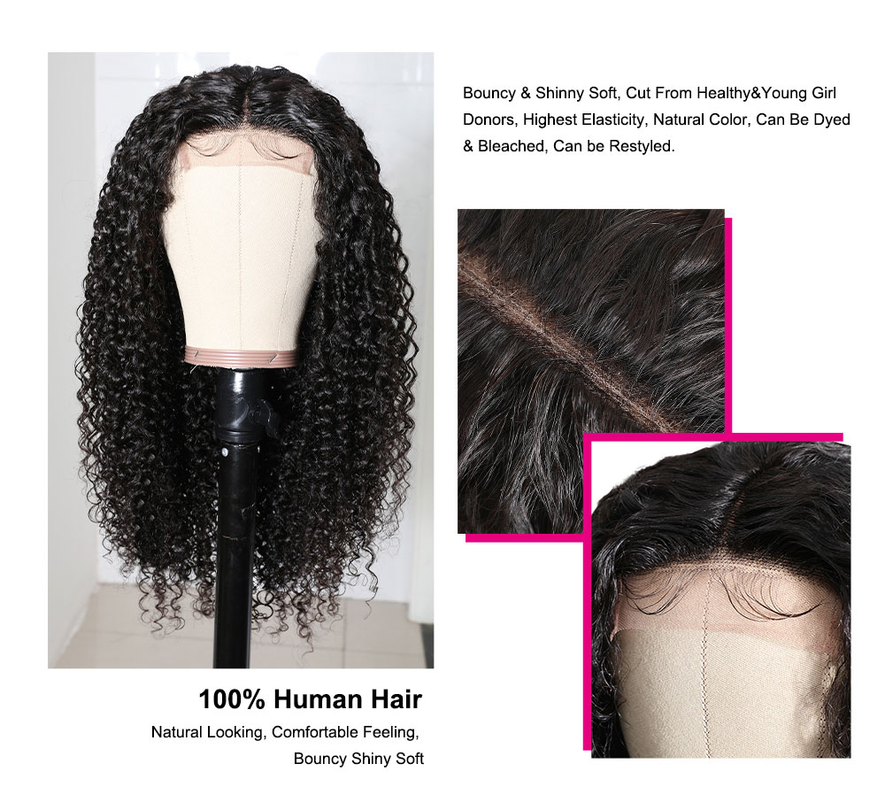 Julia Human Hair Curly Wigs With Natural Hairline Middle Part Curly Fake Scalp Wigs On Sale