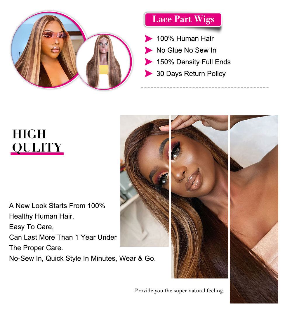 Julia Hair Straight Wigs Colored Blonde Highlights Wigs 4*0.75 T Middle Part Lace Wigs With Baby Hair Flash Sale