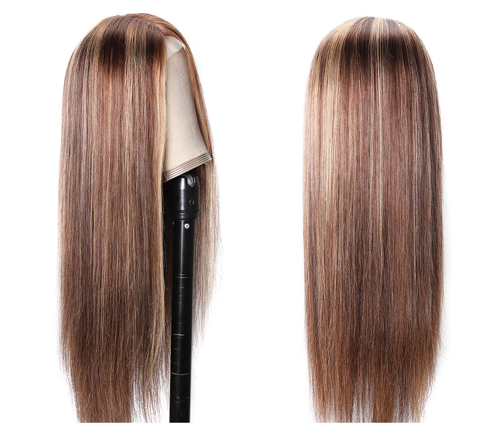 Julia Hair Straight Wigs Colored Blonde Highlights Wigs 4*0.75 T Middle Part Lace Wigs With Baby Hair Flash Sale