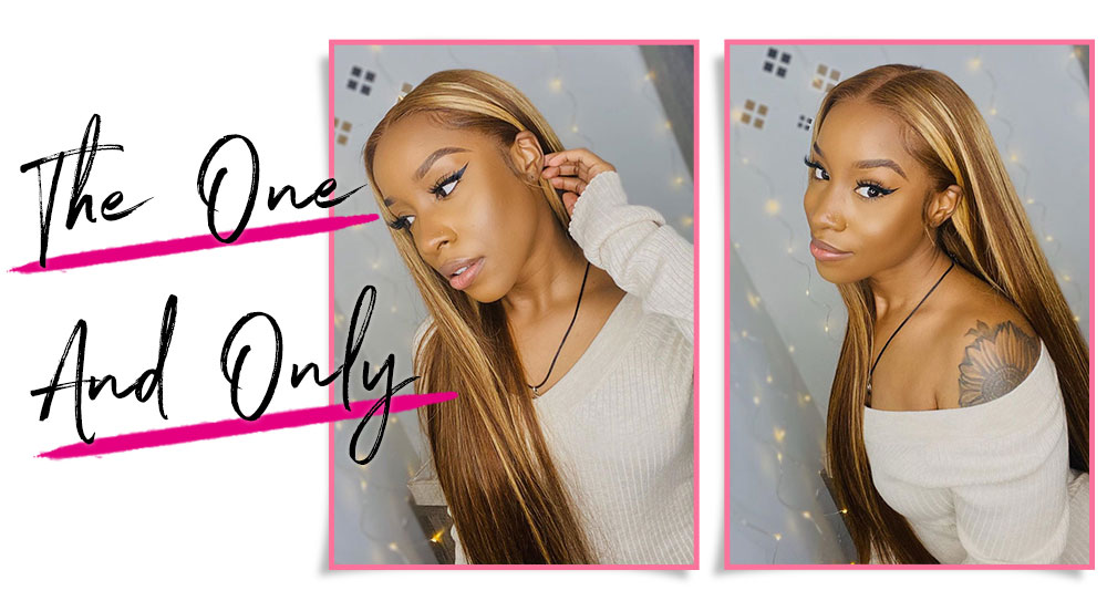 Julia Hair Straight Wigs Colored Blonde Highlights Wigs 4*0.75 T Middle Part Lace Wigs With Baby Hair Flash Sale