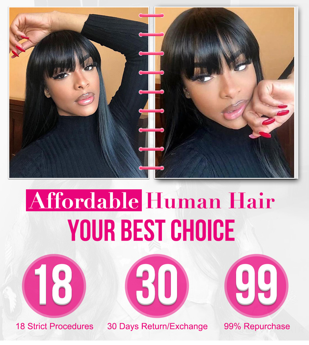 Julia Hair Curtain Bangs Long Straight Hair Transparent Lace Front Wig Soft Human Hair Wigs With Bangs Flash Sale