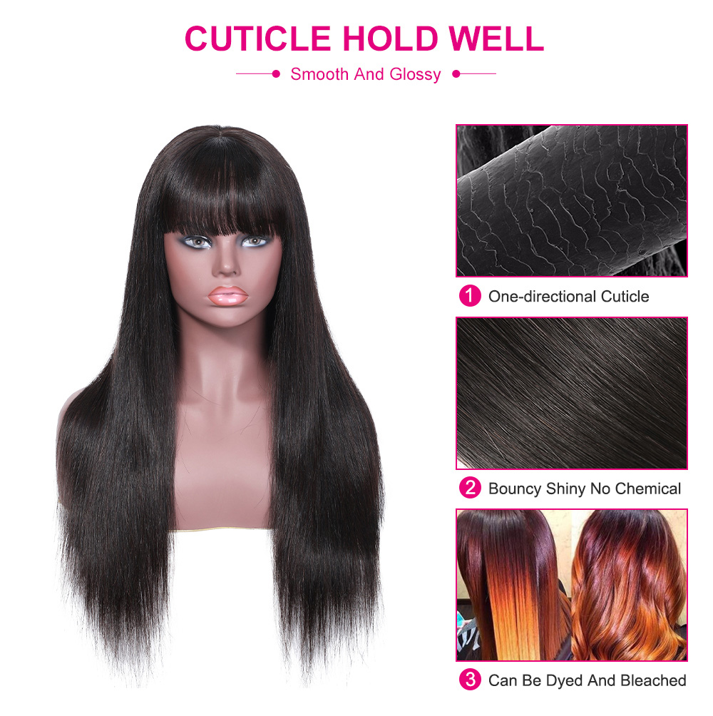 Julia Hair Curtain Bangs Long Straight Hair Transparent Lace Front Wig Soft Human Hair Wigs With Bangs Flash Sale