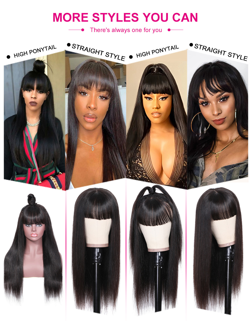 Julia Hair Curtain Bangs Long Straight Hair Transparent Lace Front Wig Soft Human Hair Wigs With Bangs Flash Sale