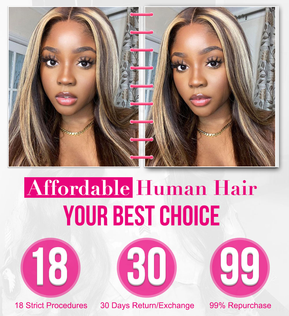 Julia Highlight Wig Ombre Color Straight Wave 13x4 Lace Wigs Invisible Pre Plucked Lace Front Highlight Wigs 150% Density