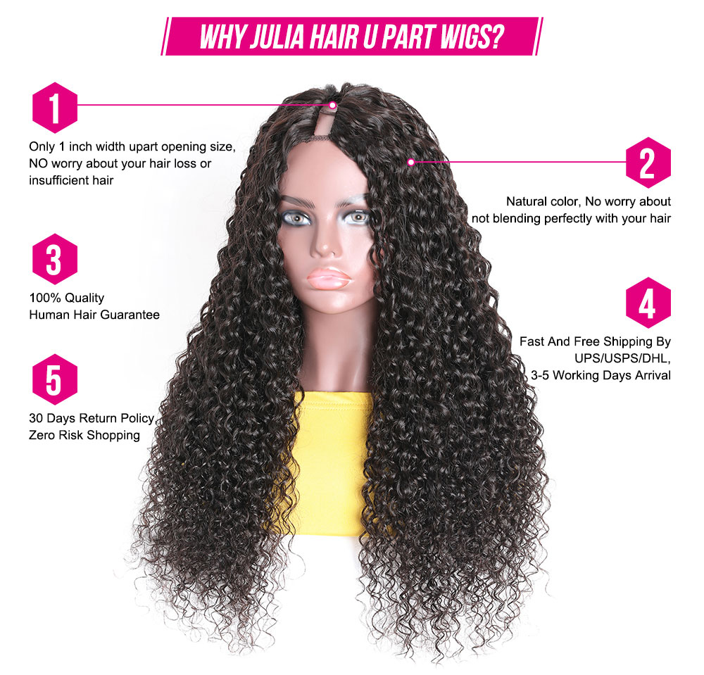 Julia Hair Knky Straight Human Hair U Part Wigs Brazilian Human Hair Wigs For Women 0 Off