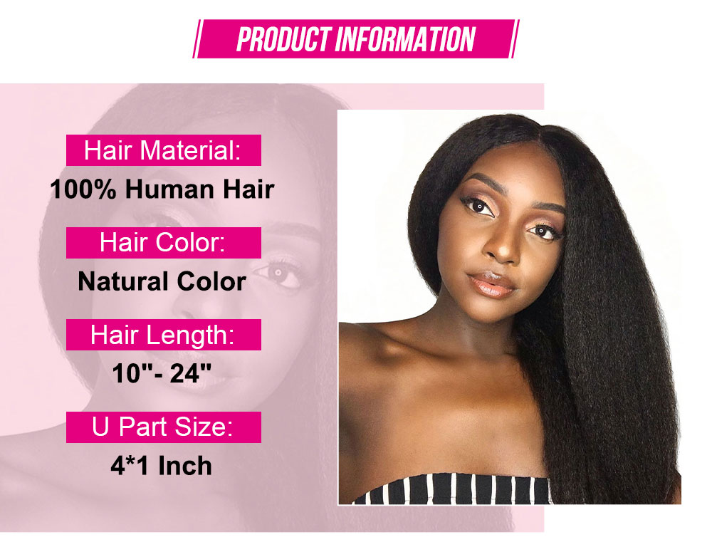 Julia Hair Kinky Straight U Part Human Hair Wigs For Black Women 150% Density Brazilian Hair U Part Wigs Clearance Sale