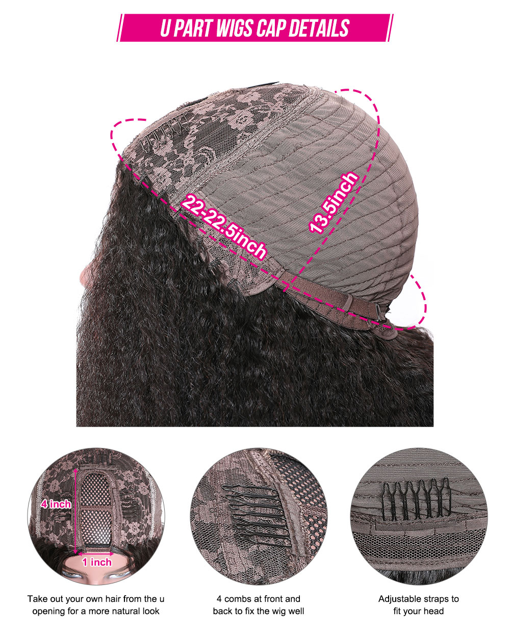 Julia Hair Kinky Straight U Part Human Hair Wigs For Black Women 150% Density Brazilian Hair U Part Wigs Clearance Sale