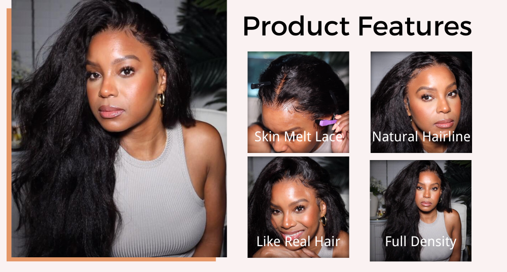 Julia Hair Affordable 13X4 Lace Front Silk Press Kinky Straight Wig Human Hair Wigs With Pre-Plucked Natural Hairline For Sale 150% Density