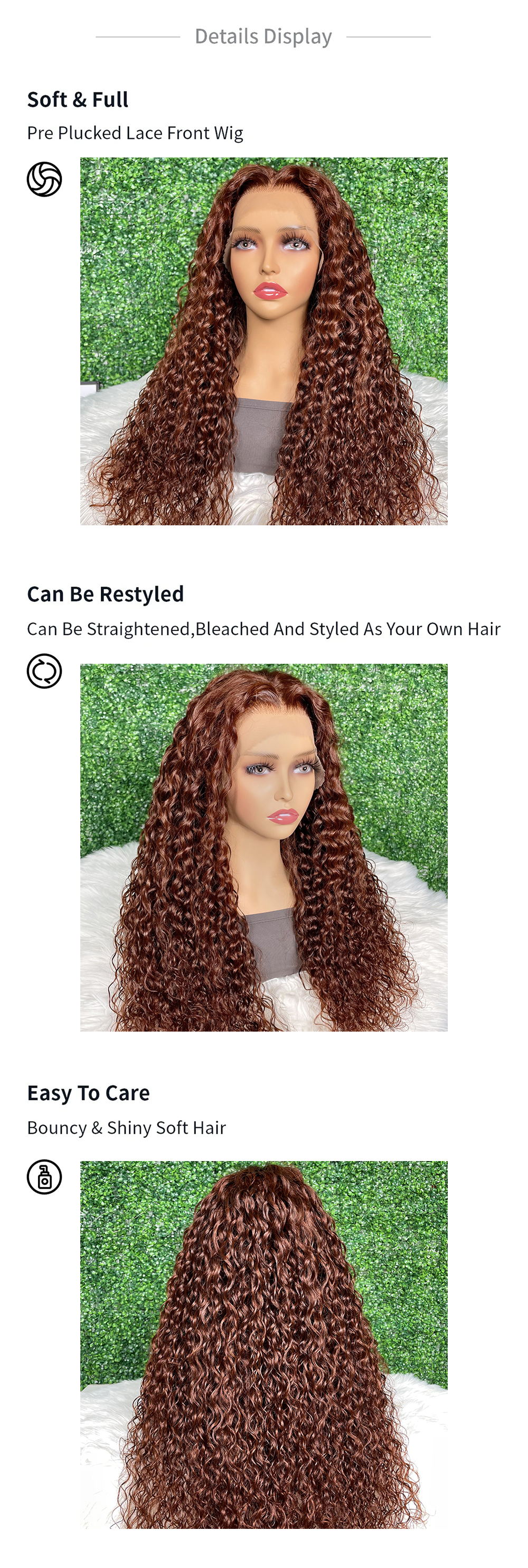 Julia Hair Affordable Reddish Brown Body Wave 13x5x1 T Part Lace 13x4 Lace Front Wig Water Wave Human Hair Wig With Natural Hairline