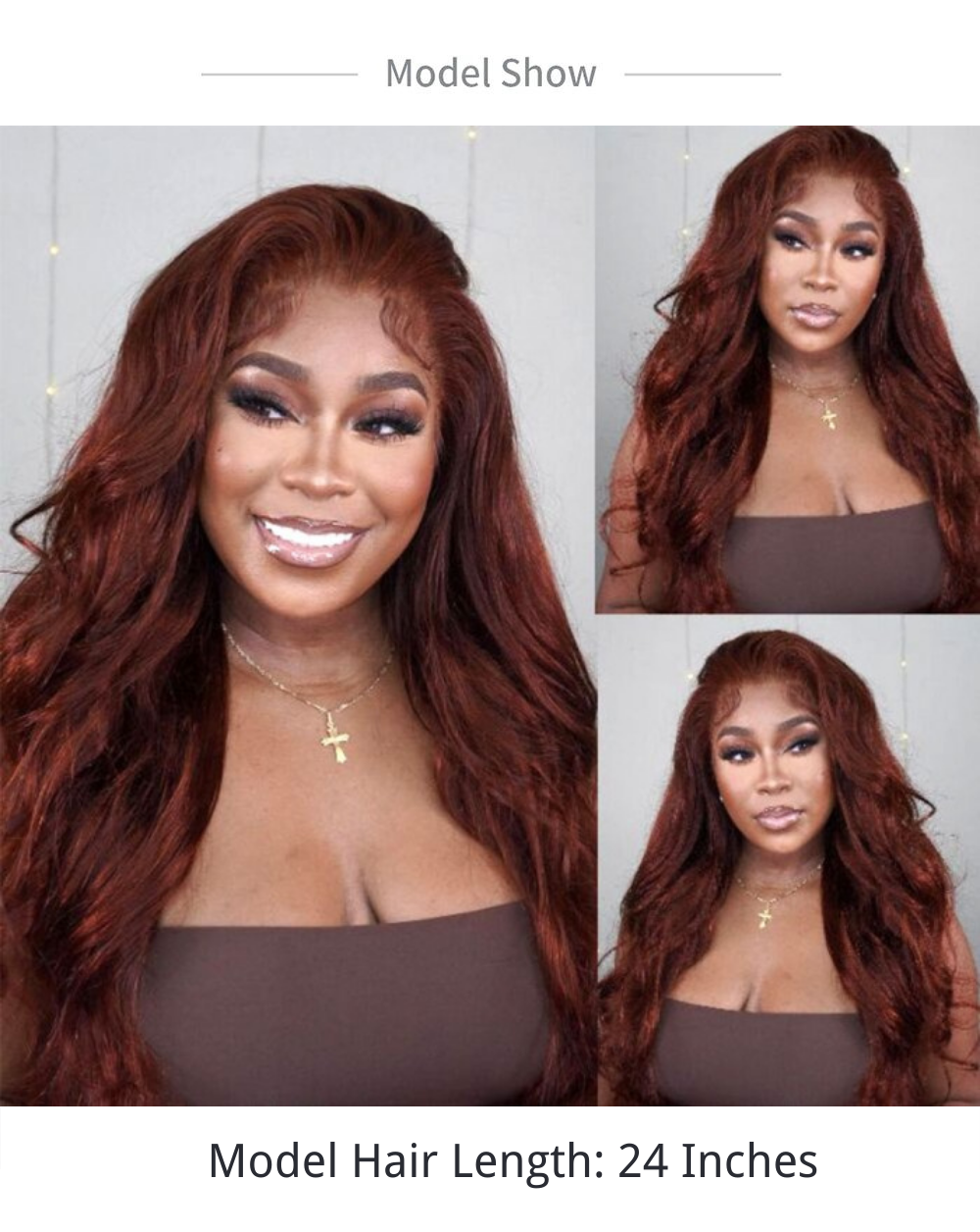Julia Hair Reddish Brown Body Wave Lace Front Wigs 100% Hair Wigs Flash Sale