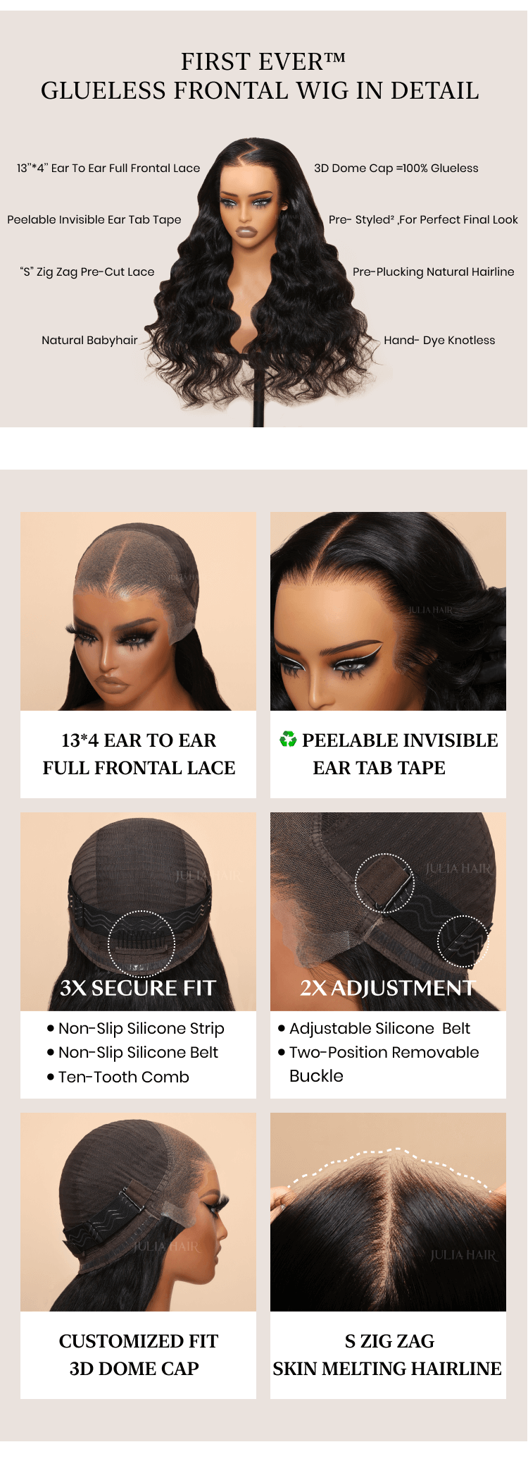 Julia Hair Pre-everything Glueless Full Frontal Wig | 13x4 Ear to Ear Lace Front Honey Blonde Highlights Jerry Curly Wear Go Wig