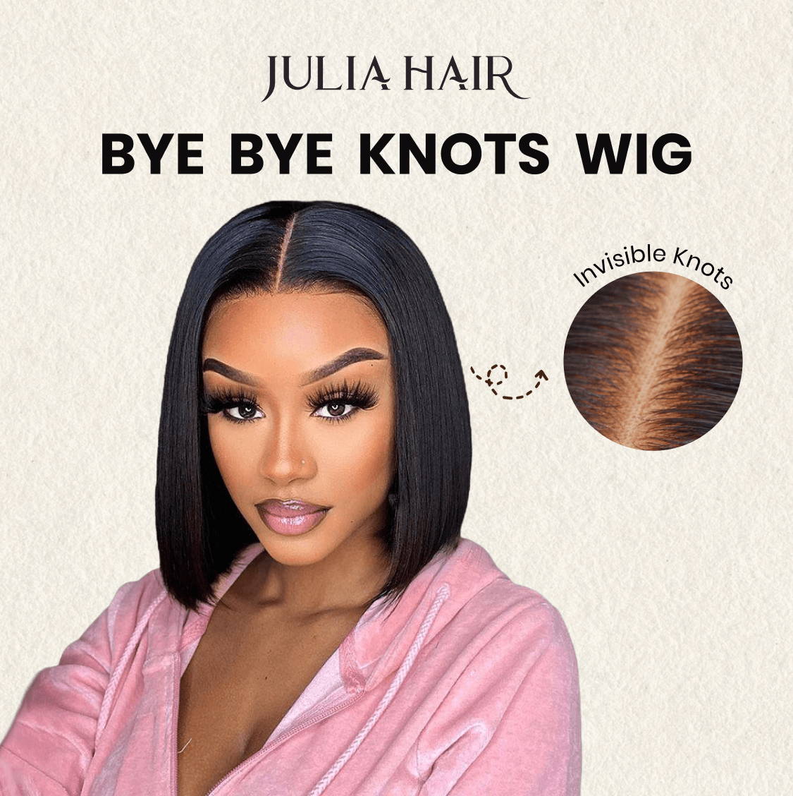 Julia Hair Bye Bye Knots Wig 7x5 Pre Cut Lace Glueless Bleached Knots Straight Bob Wig