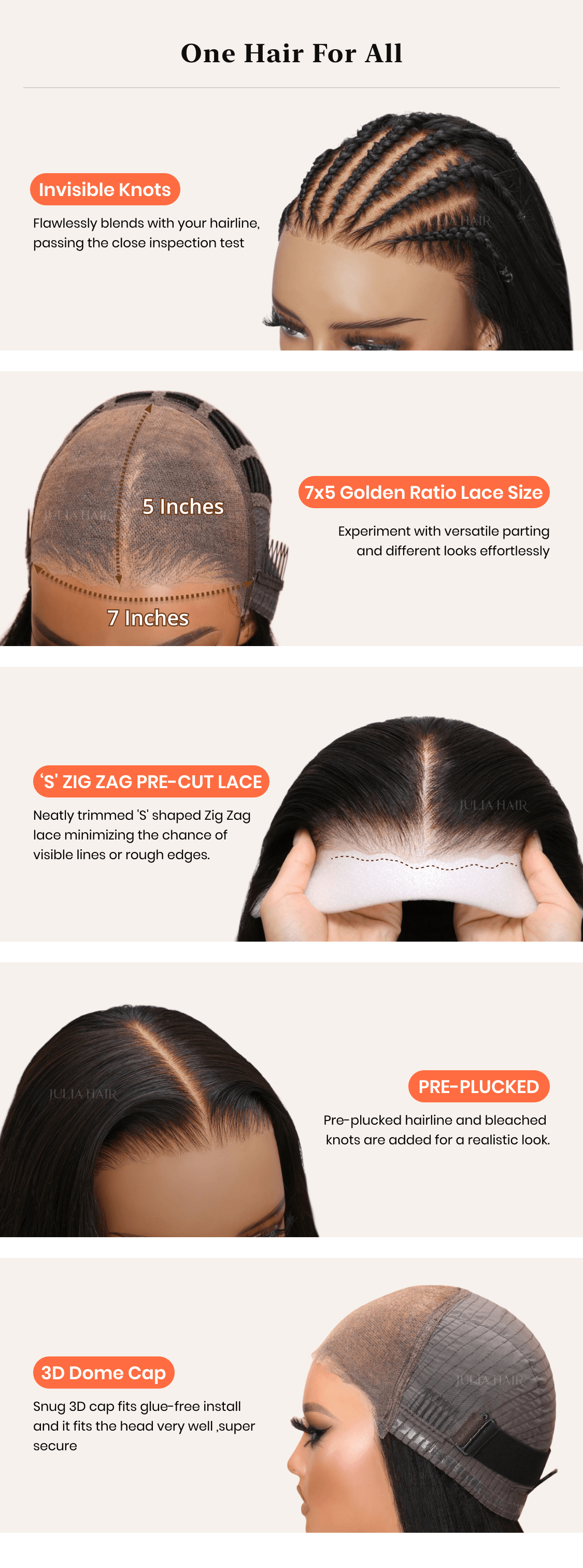 Julia Hair 7x5 Bye Bye Knots Wig Pre Cut Lace Body Wave Wear Go Wig